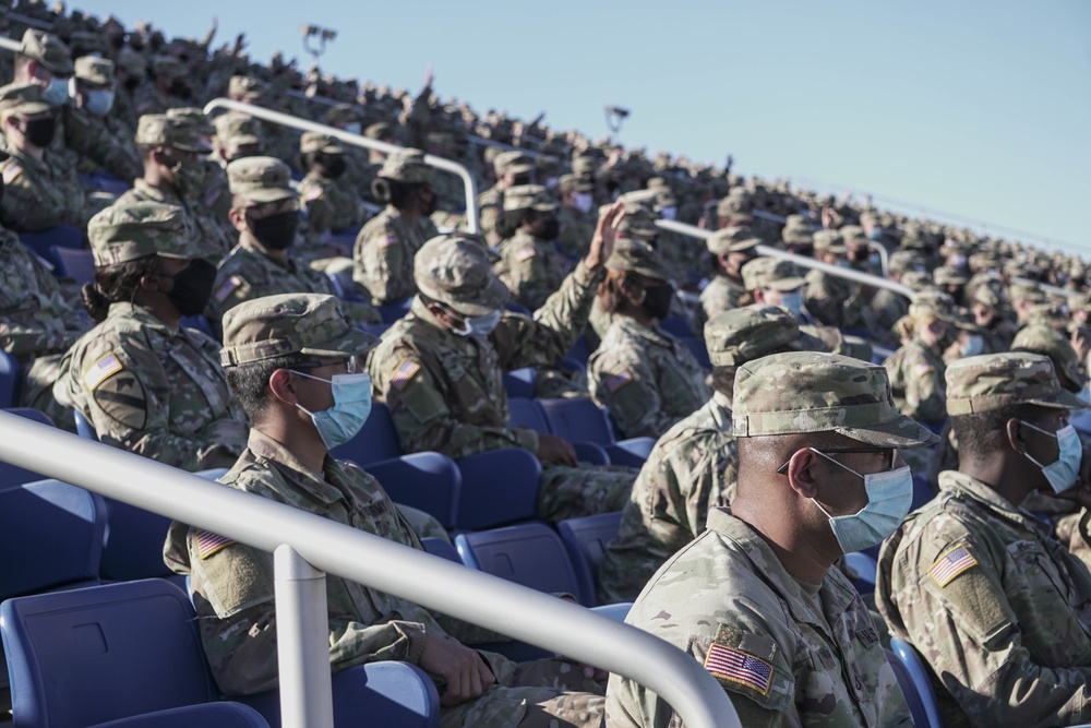 Lt. Gen. Pat White addresses soldiers concern