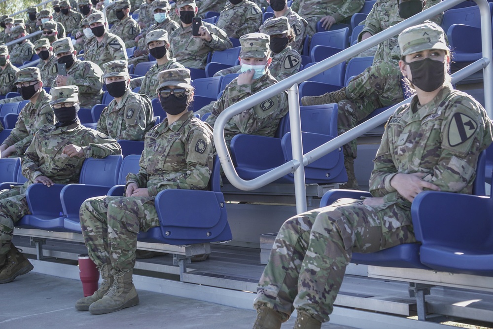 Lt. Gen. Pat White addresses soldiers concern