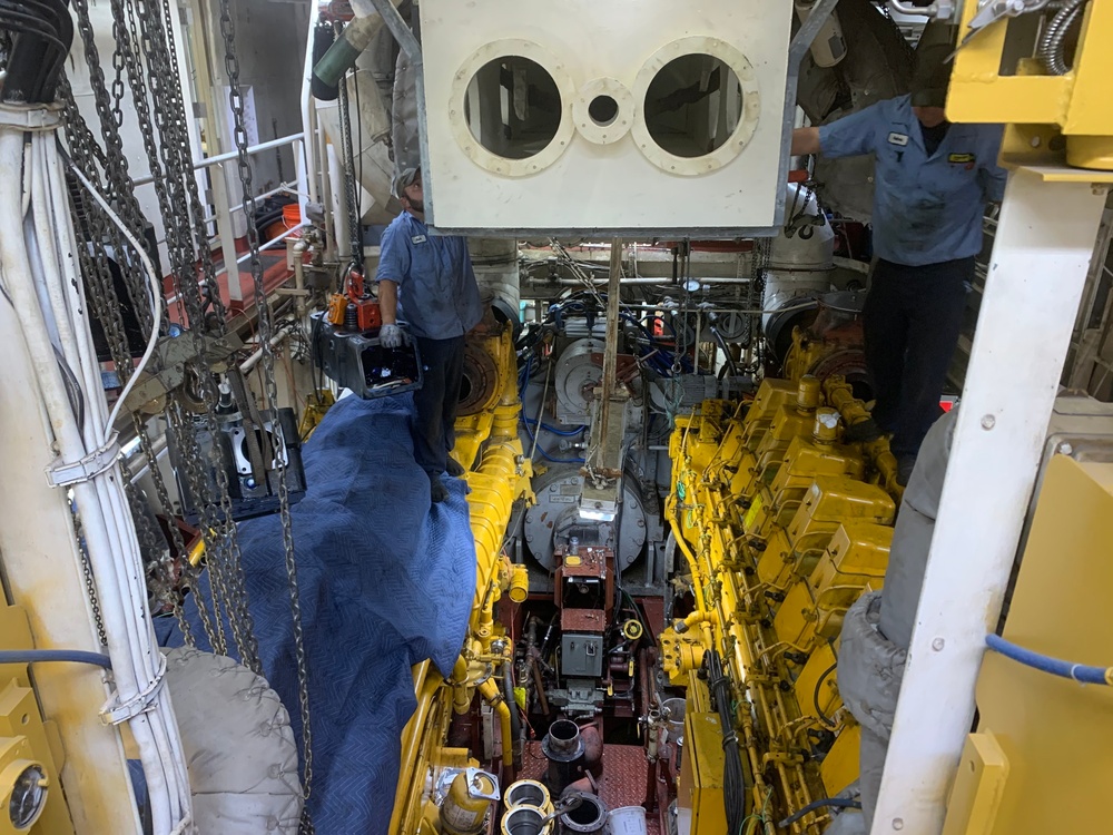 Coast Guard Cutter Juniper crew maintains new diesel engines