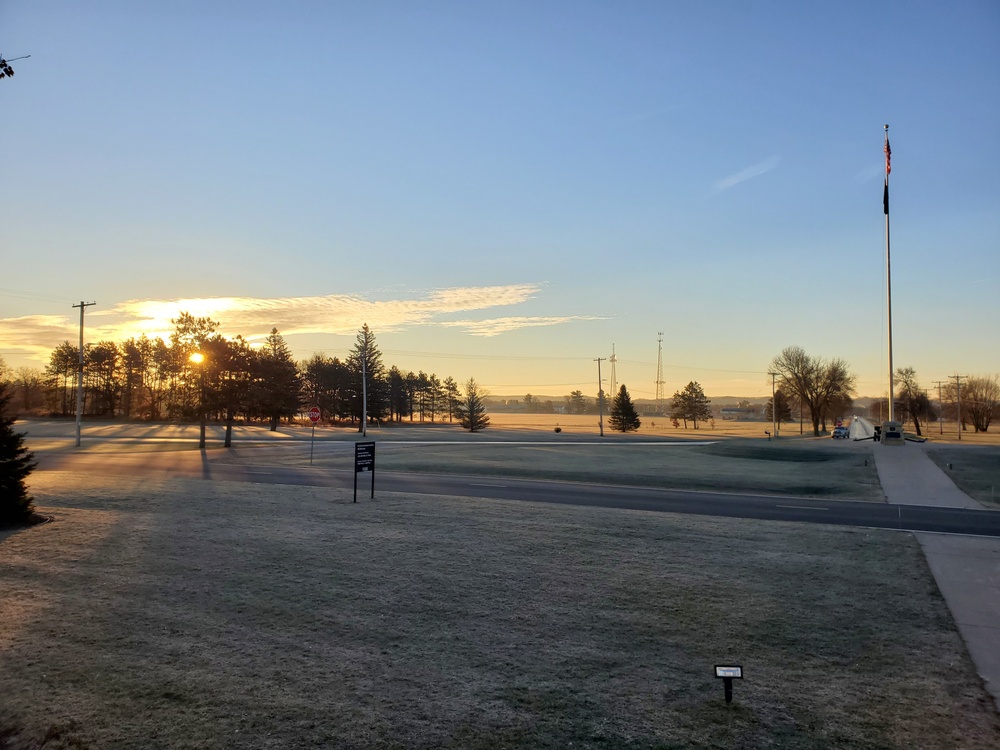 December sunrise by the flagpole at Fort McCoy
