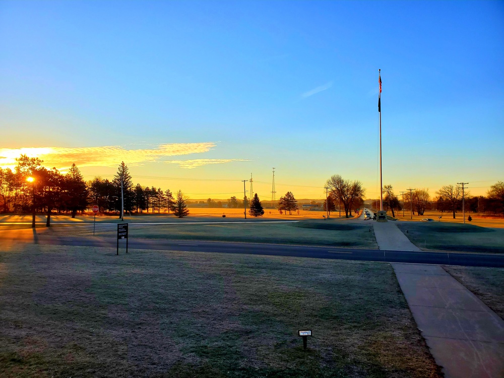 December sunrise by the flagpole at Fort McCoy