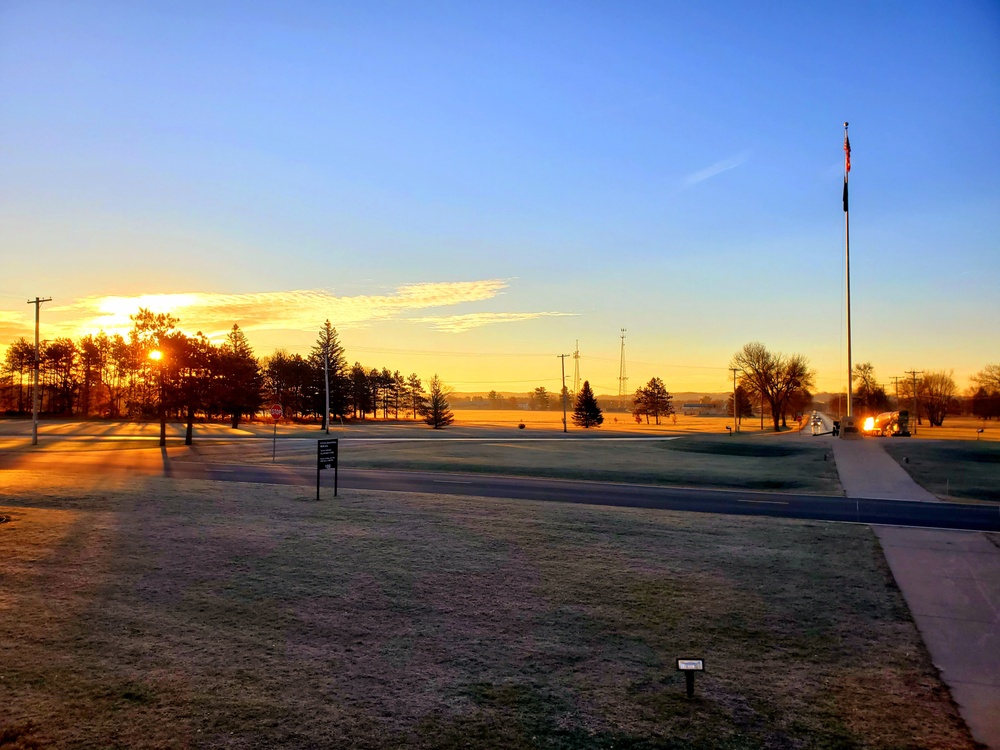 December sunrise by the flagpole at Fort McCoy