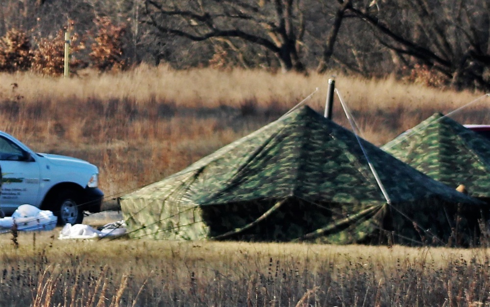 CWOC Class 21-01 students set up Arctic tents during field training at Fort McCoy