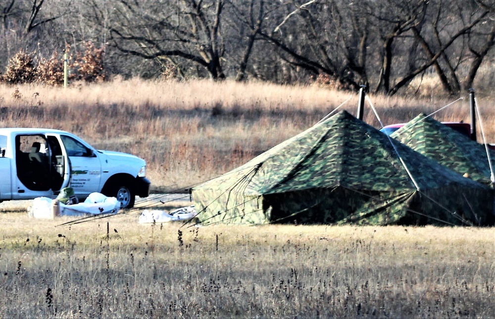 CWOC Class 21-01 students set up Arctic tents during field training at Fort McCoy