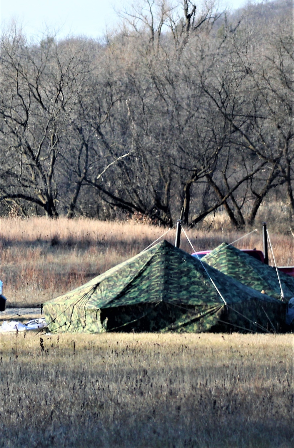 CWOC Class 21-01 students set up Arctic tents during field training at Fort McCoy