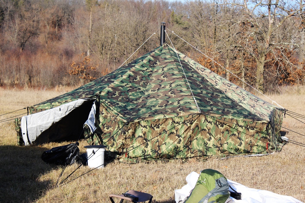 CWOC Class 21-01 students set up Arctic tents during field training at Fort McCoy