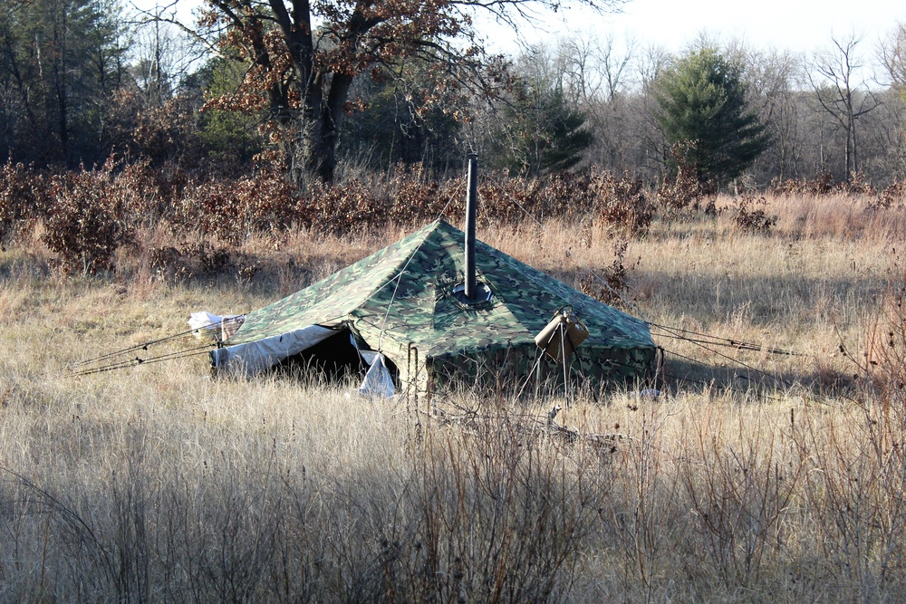 CWOC Class 21-01 students set up Arctic tents during field training at Fort McCoy