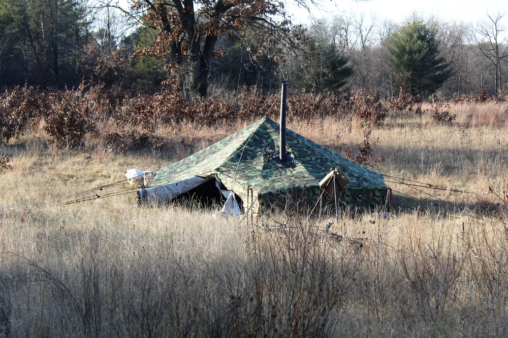 CWOC Class 21-01 students set up Arctic tents during field training at Fort McCoy