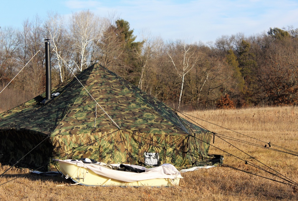 CWOC Class 21-01 students set up Arctic tents during field training at Fort McCoy