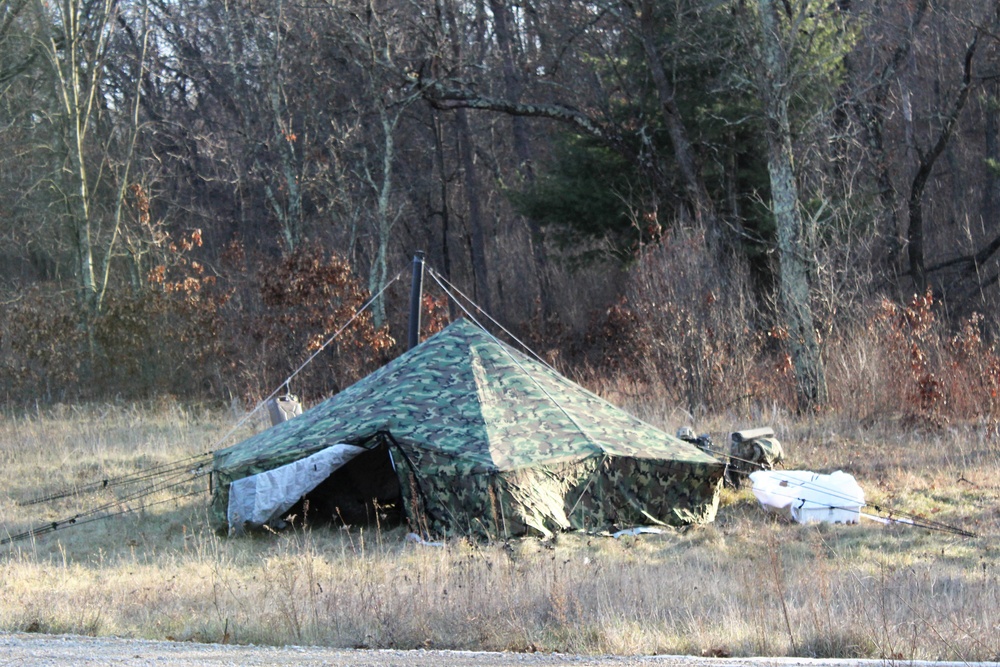 CWOC Class 21-01 students set up Arctic tents during field training at Fort McCoy