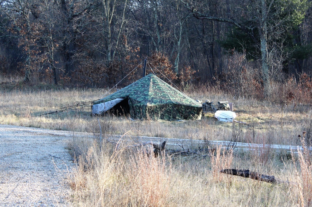 CWOC Class 21-01 students set up Arctic tents during field training at Fort McCoy