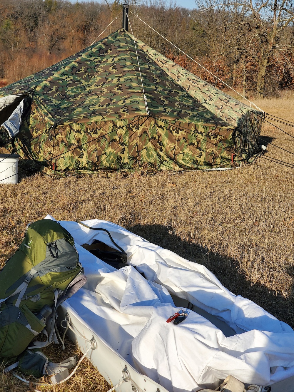 CWOC Class 21-01 students set up Arctic tents during field training at Fort McCoy