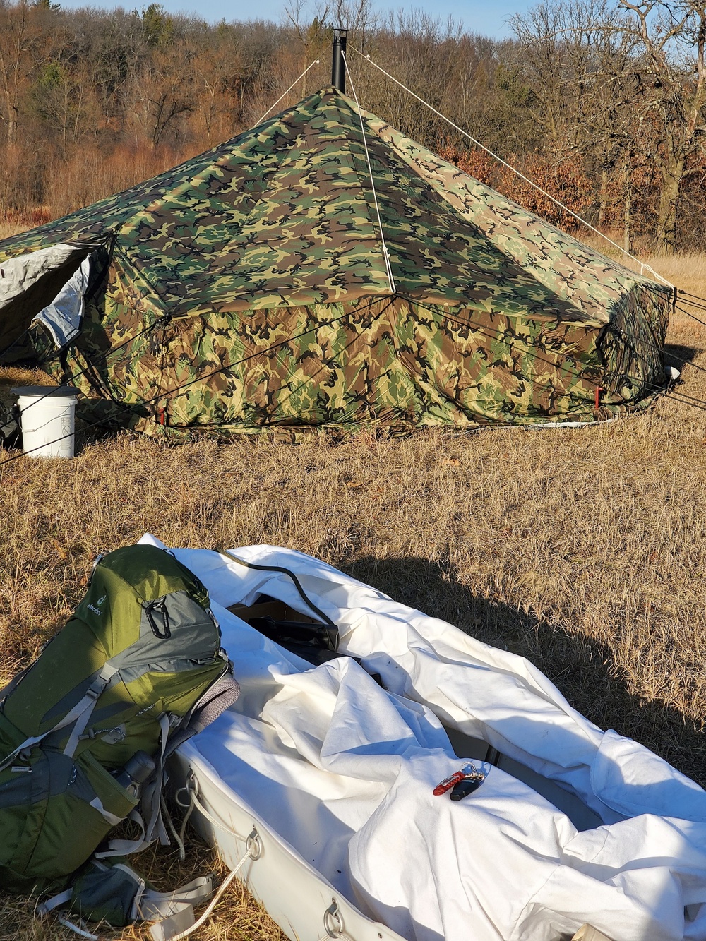 CWOC Class 21-01 students set up Arctic tents during field training at Fort McCoy