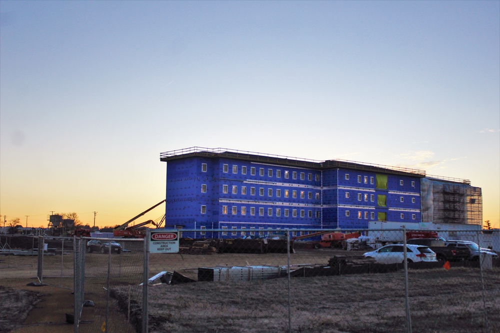 Sunrise, sunset for barracks construction at Fort McCoy