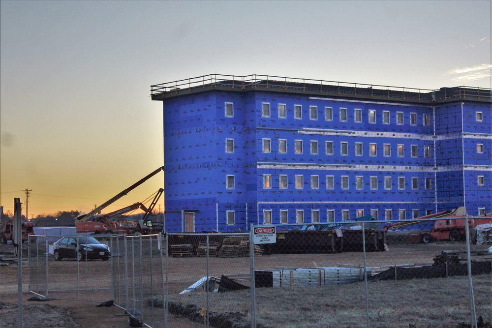 Sunrise, sunset for barracks construction at Fort McCoy