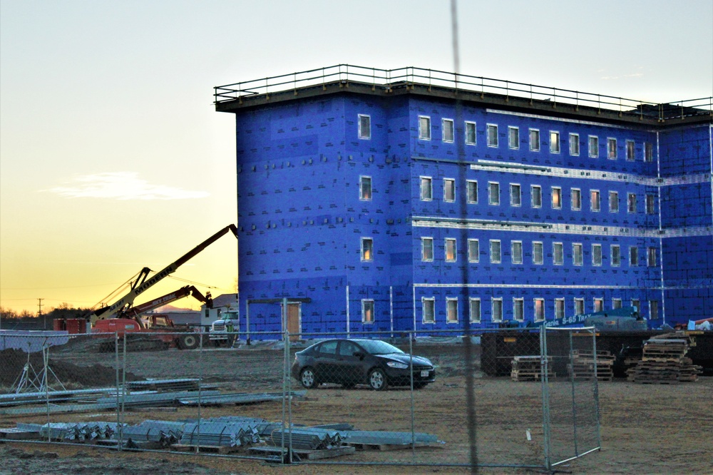 Sunrise, sunset for barracks construction at Fort McCoy