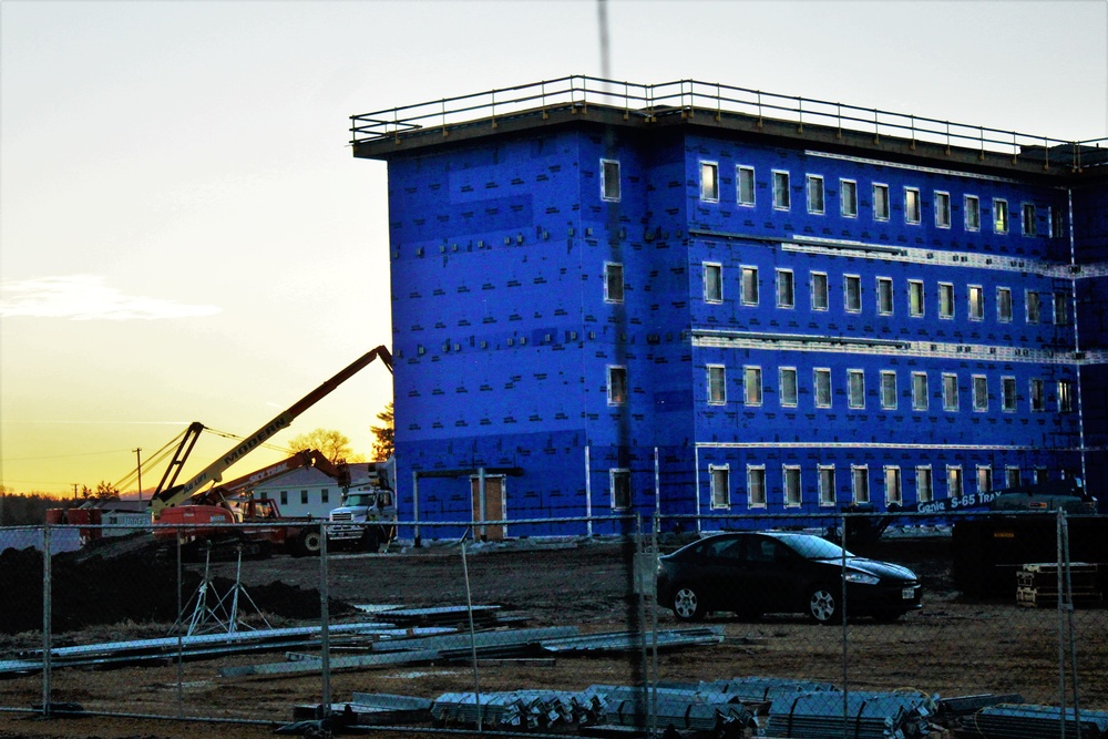 Sunrise, sunset for barracks construction at Fort McCoy