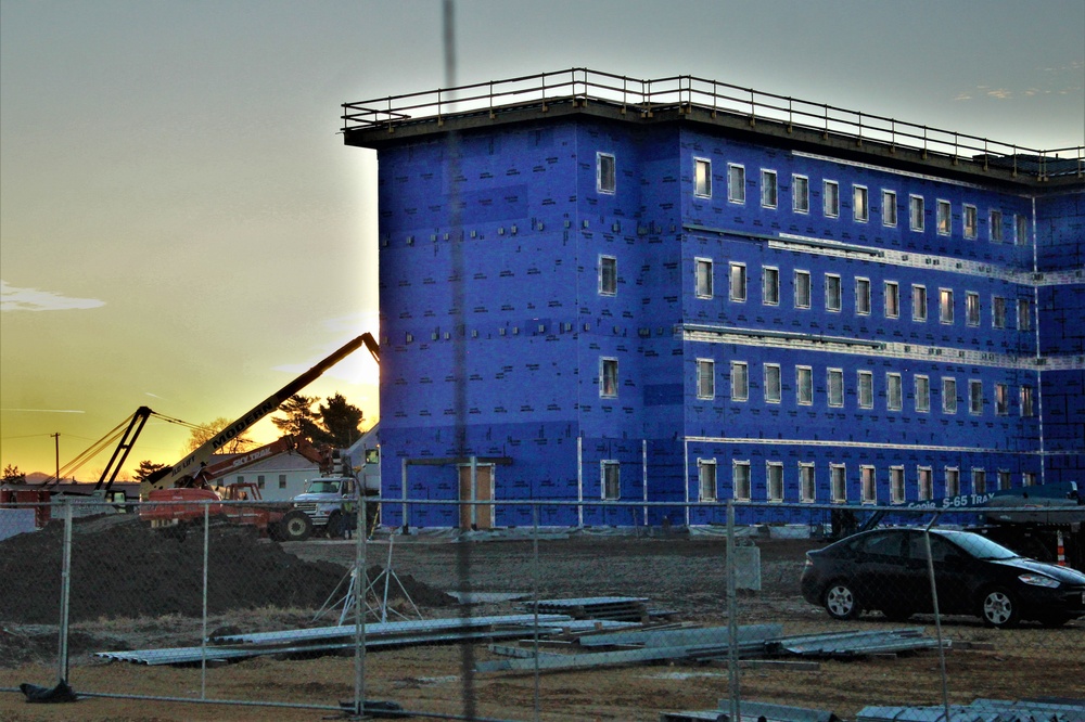 Sunrise, sunset for barracks construction at Fort McCoy