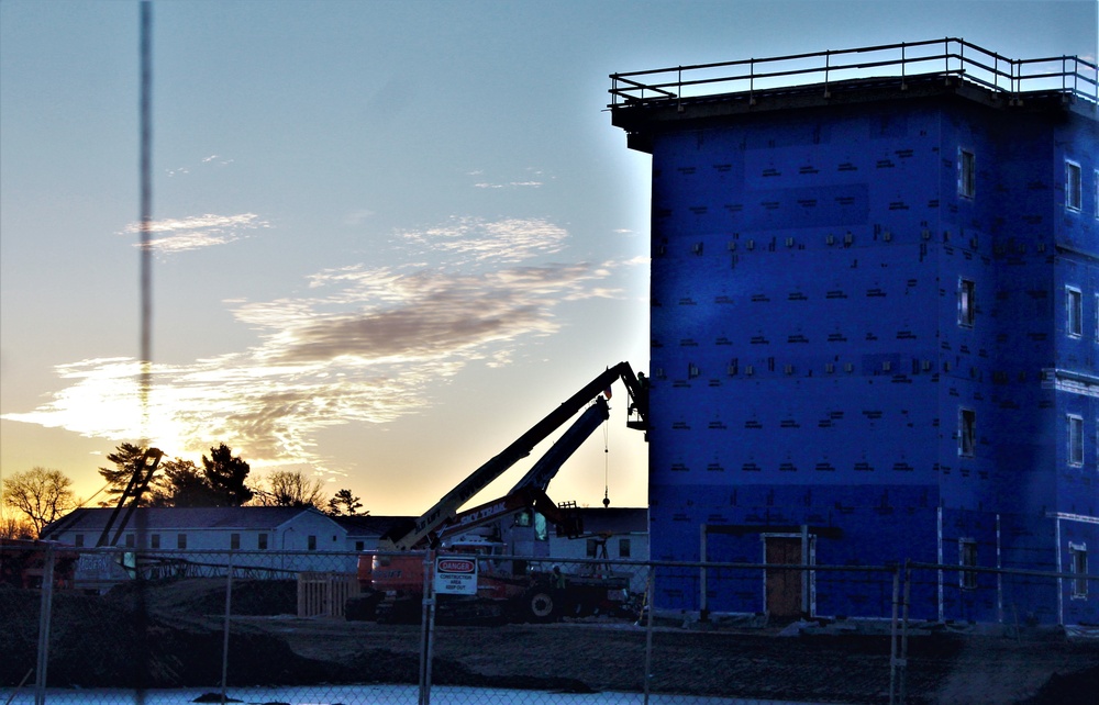 Sunrise, sunset for barracks construction at Fort McCoy