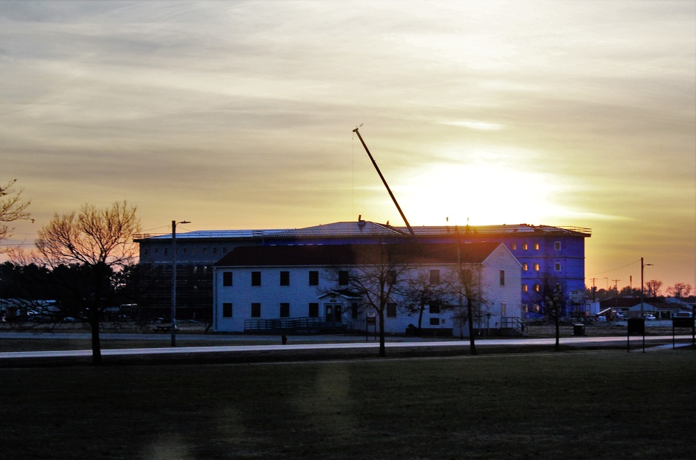 Sunrise, sunset for barracks construction at Fort McCoy