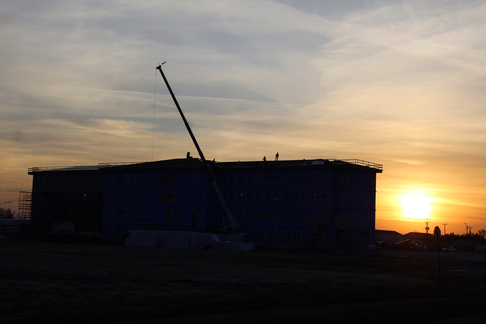 Sunrise, sunset for barracks construction at Fort McCoy