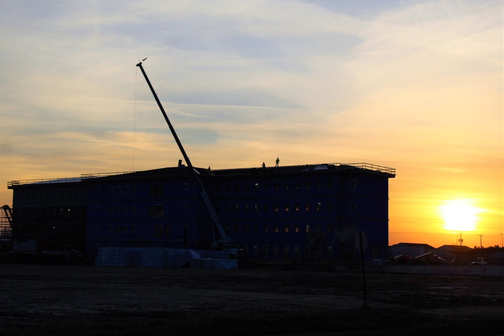 Sunrise, sunset for barracks construction at Fort McCoy