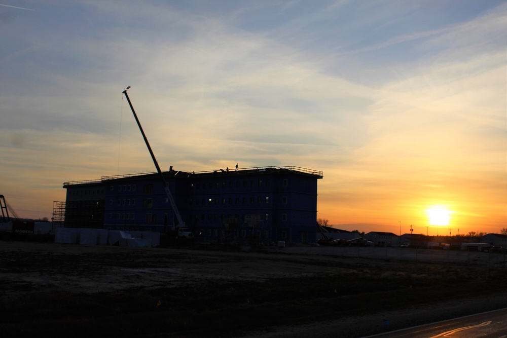 Sunrise, sunset for barracks construction at Fort McCoy