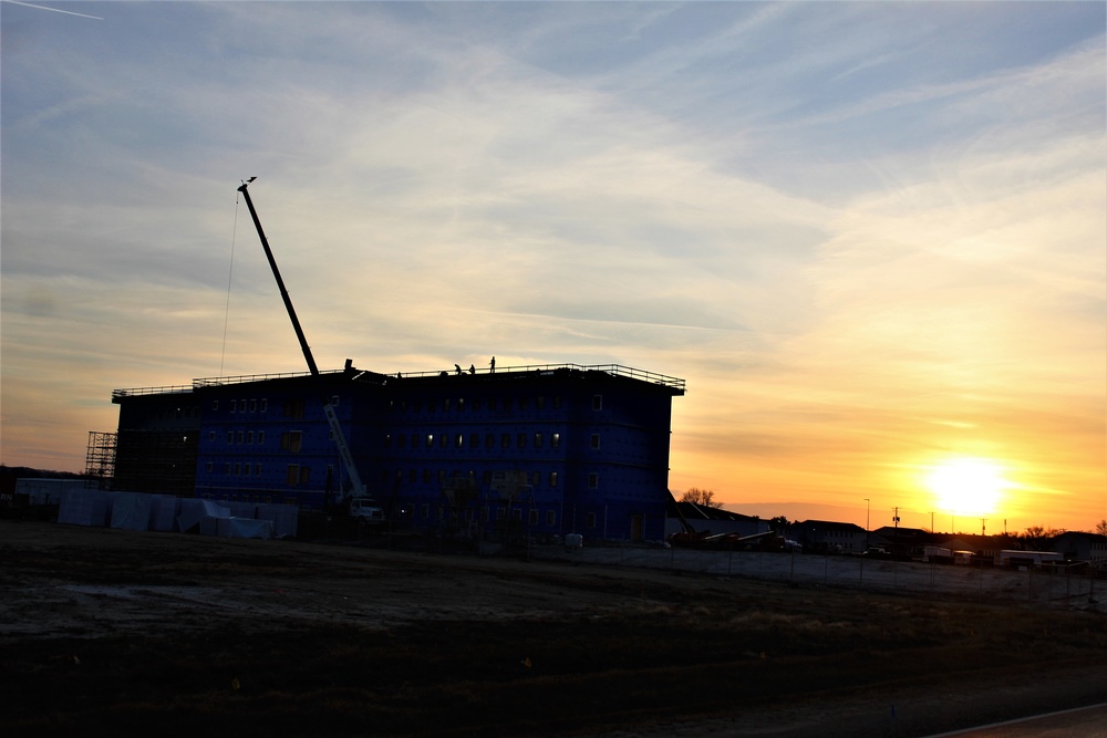 Sunrise, sunset for barracks construction at Fort McCoy