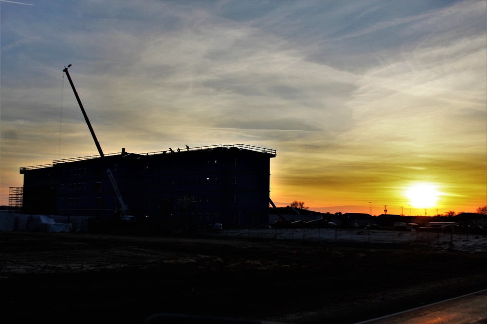 Sunrise, sunset for barracks construction at Fort McCoy