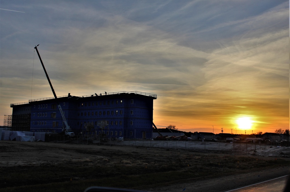 Sunrise, sunset for barracks construction at Fort McCoy