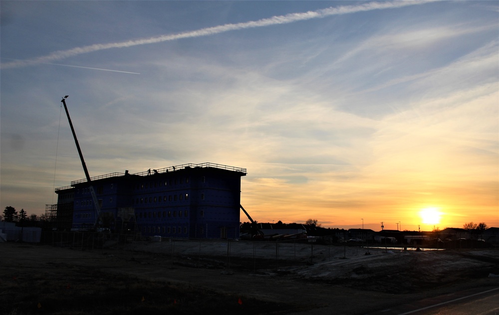 Sunrise, sunset for barracks construction at Fort McCoy