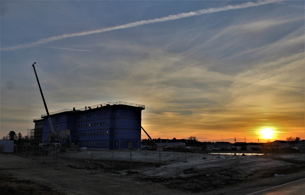 Sunrise, sunset for barracks construction at Fort McCoy