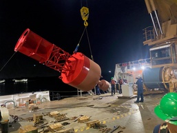 The Coast Guard Cutter Juniper servicing aids-to-navigation buoys