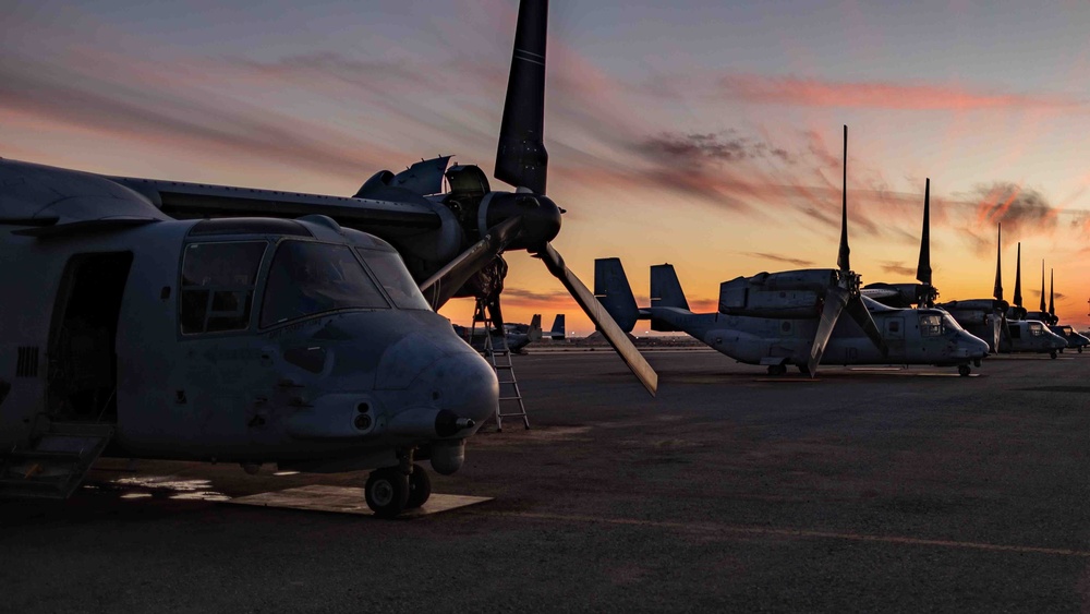 MV-22 Osprey Evening Maintenance