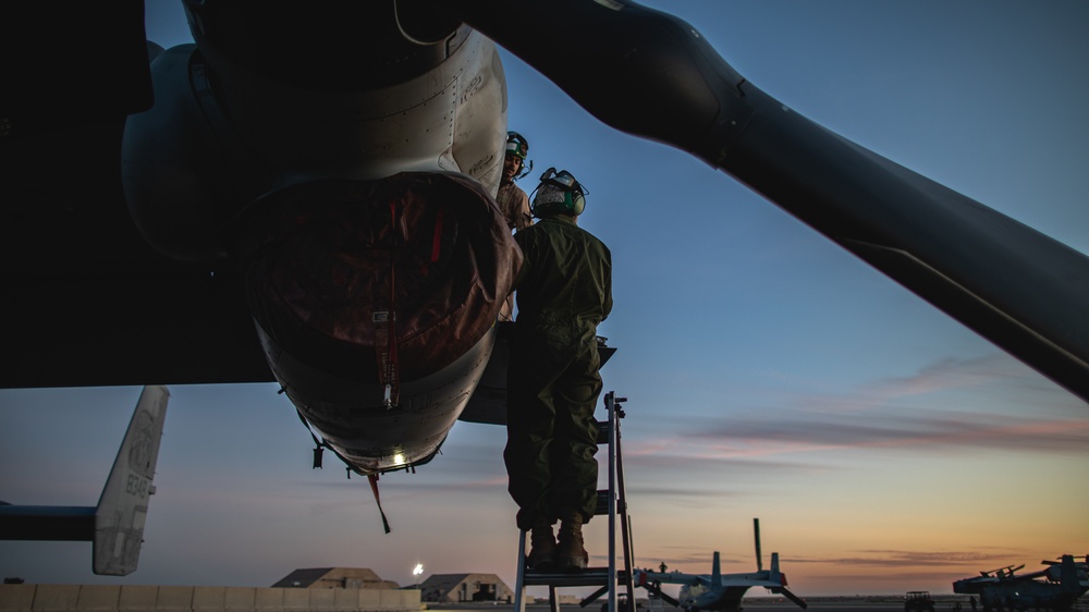 MV-22 Osprey Evening Maintenance