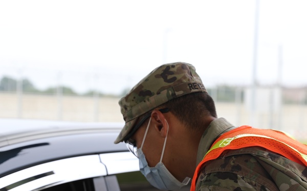 Soldiers conduct COVID-19 gate screening at Camp Humphreys