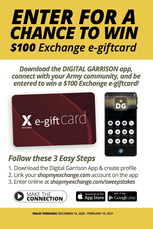 Winning on the Go! Army Community Can Download Digital Garrison App for Chance to Win Exchange Gift Cards