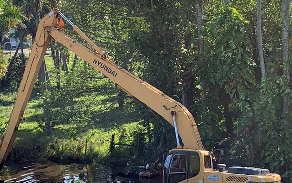 U.S. Army Corps of Engineers Jacksonville District uses excavator for debris cleanup
