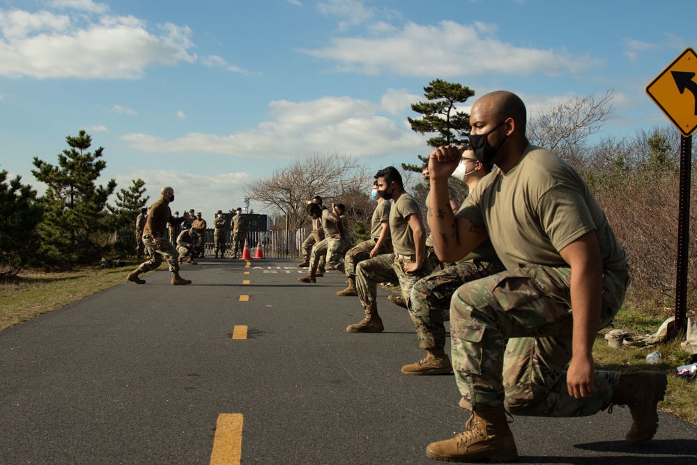 Service Members Develop Physical and Mental Fitness at the Jones Beach COVID-19 test site