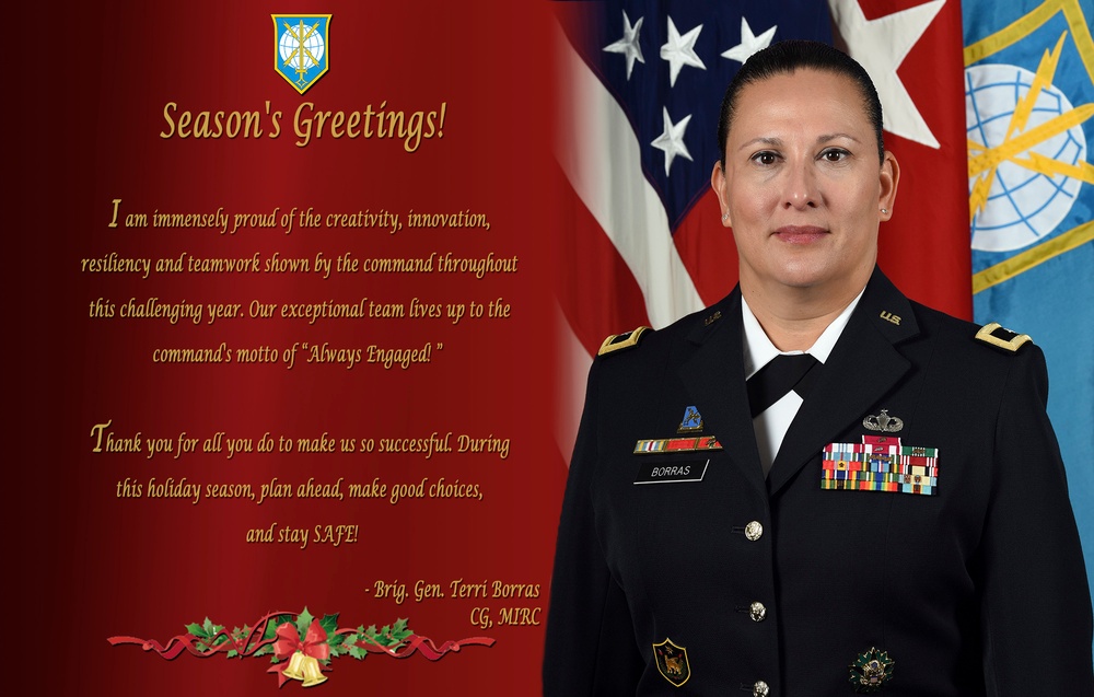 Brig. Gen. Terri Borras, Commanding General, Military Intelligence Readiness Command Holiday Message