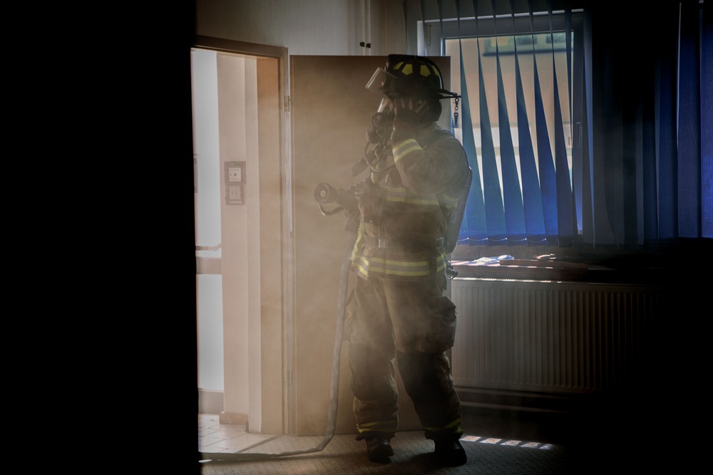 Firefighter Responds To A Fire During Readiness Training