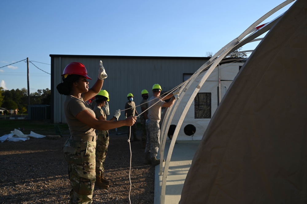 Reserve Citizen Airmen prepare for deployments through tent-building exercise