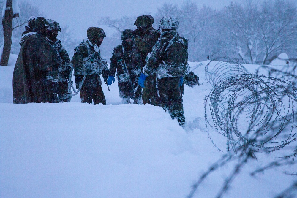 Marines with 3/8 and JGSDF personnel begin the defensive movement during Forest Light