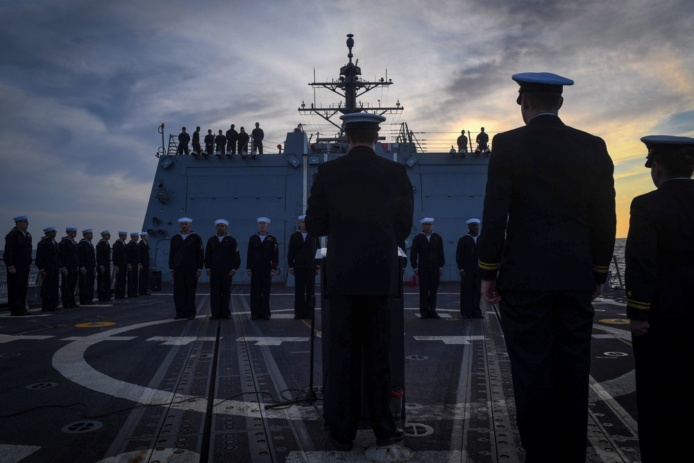 USS Thomas Hudner (DDG 116) Performs Burial At Sea Ceremony