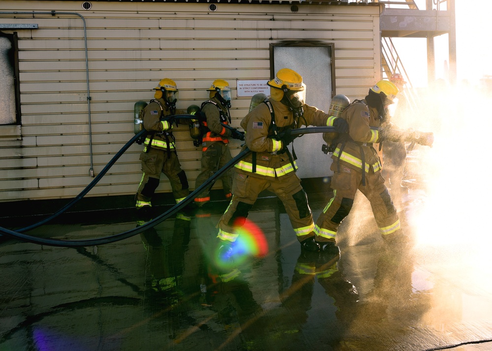 Firedogs douse burning interiors