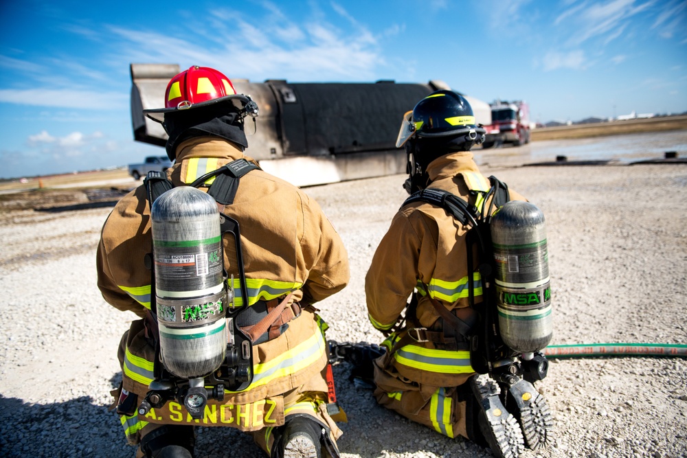 JBSA firefighters conduct semi-annual aircraft rescue, firefighting training