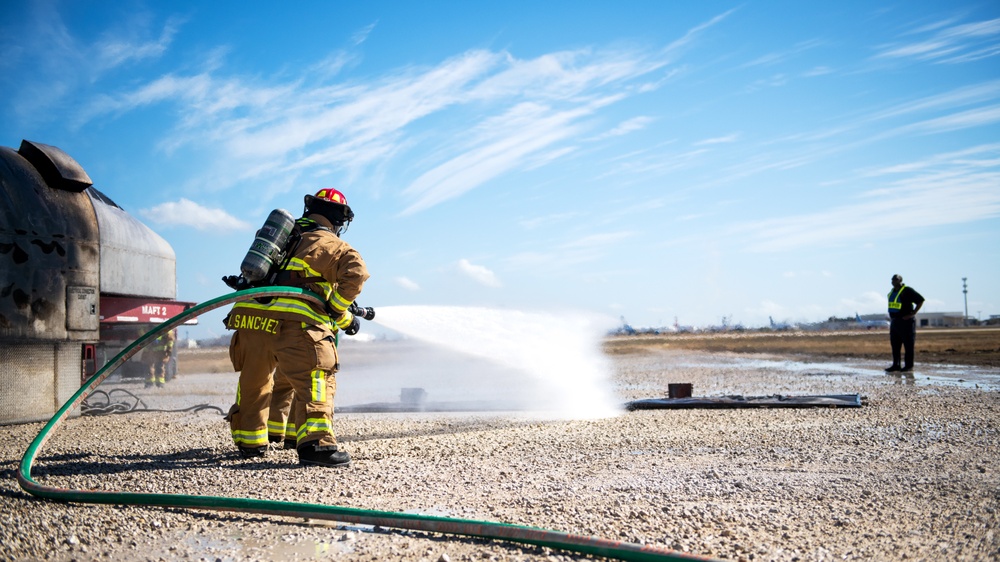 JBSA firefighters conduct semi-annual aircraft rescue, firefighting training