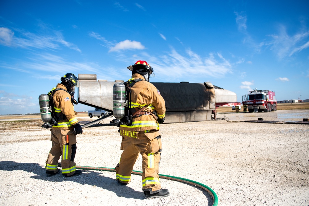 JBSA firefighters conduct semi-annual aircraft rescue, firefighting training