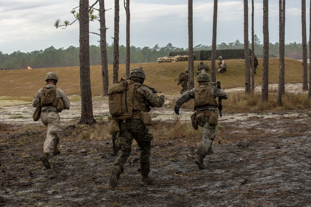 3rd Battalion, 6th Marine Regiment conducts live-fire training on Camp Lejeune’s improved G-36 Company Assault Range