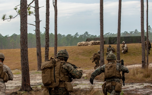 3rd Battalion, 6th Marine Regiment conducts live-fire training on Camp Lejeune’s improved G-36 Company Assault Range